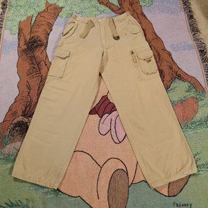 Vintage Y2K Old Navy Beige Cargo Belted Fatigues Military Pants Size 34x32